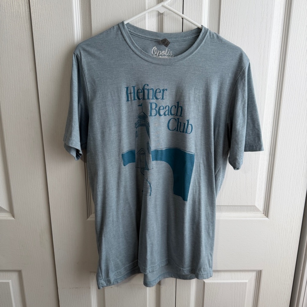 Opolis‎ Hefner Beach Club blue short sleeve tee size large